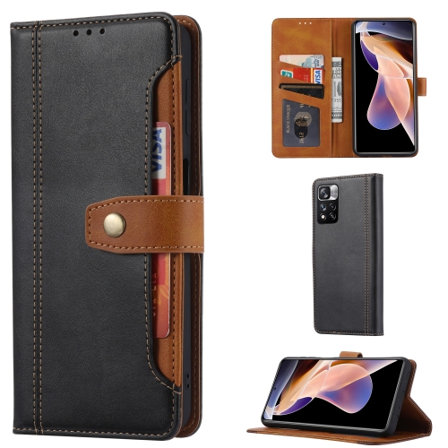 

For Xiaomi Redmi Note 11S / Note 11 4G Global Calf Texture Double Fold Leather Phone Case(Black)