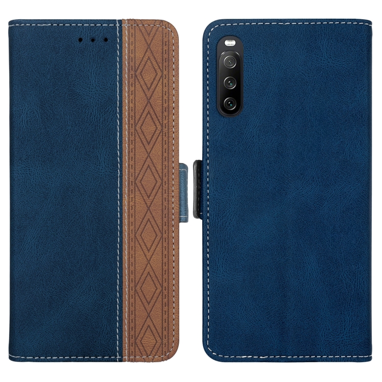 

For Sony Xperia 10 III Stitching Side-Magnetic RFID Leather Phone Case(Royal Blue)