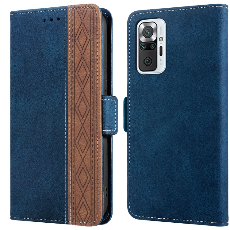 

For Xiaomi Redmi Note 10 Pro Stitching Side-Magnetic RFID Leather Phone Case(Royal Blue)