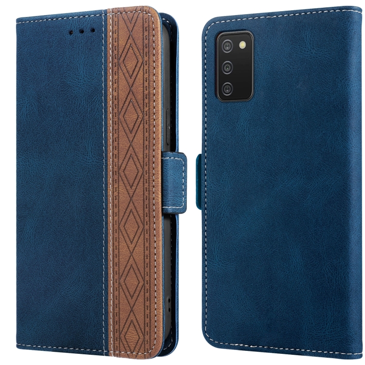 

For Samsung Galaxy A03s 166mm Stitching Side-Magnetic RFID Leather Phone Case(Royal Blue)
