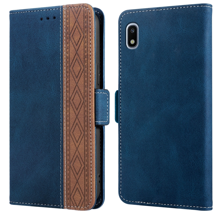 

For Samsung Galaxy A20 JP Version Stitching Side-Magnetic RFID Leather Phone Case(Royal Blue)