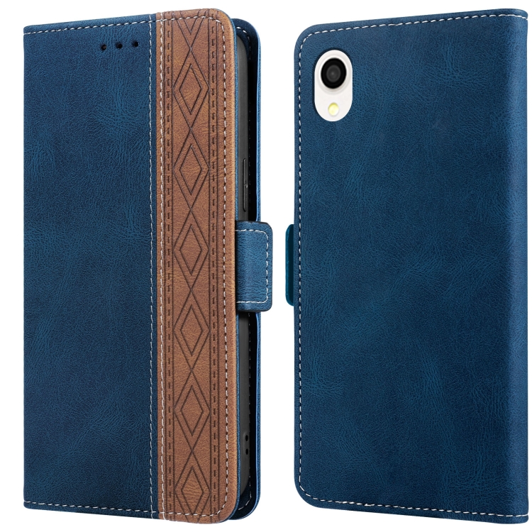 

For Samsung Galaxy A22 JP Version Stitching Side-Magnetic RFID Leather Phone Case(Royal Blue)