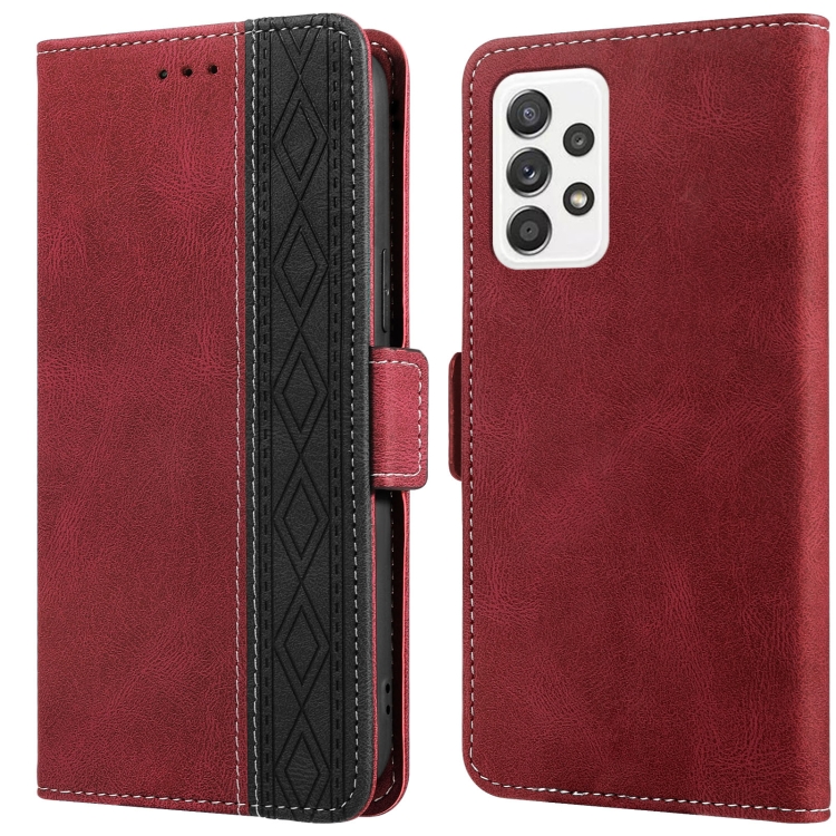 

For Samsung Galaxy A73 5G Stitching Side-Magnetic RFID Leather Phone Case(Red)