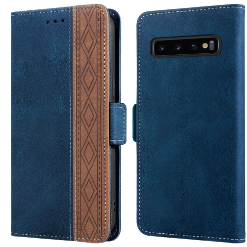 

For Samsung Galaxy S10+ Stitching Side-Magnetic RFID Leather Phone Case(Royal Blue)