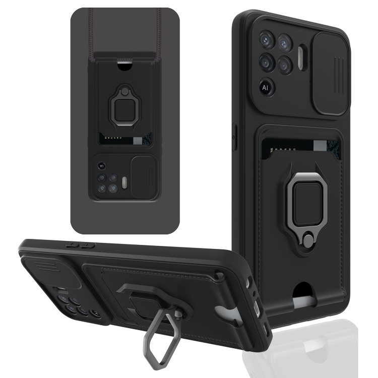 

For OPPO A94 / Reno5 F / Reno5 Lite Sliding Camera Cover Design TPU Phone Case(Black)