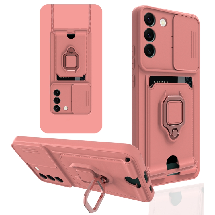 

For Samsung Galaxy S22+ 5G Sliding Camera Cover Design TPU Phone Case(Pink)