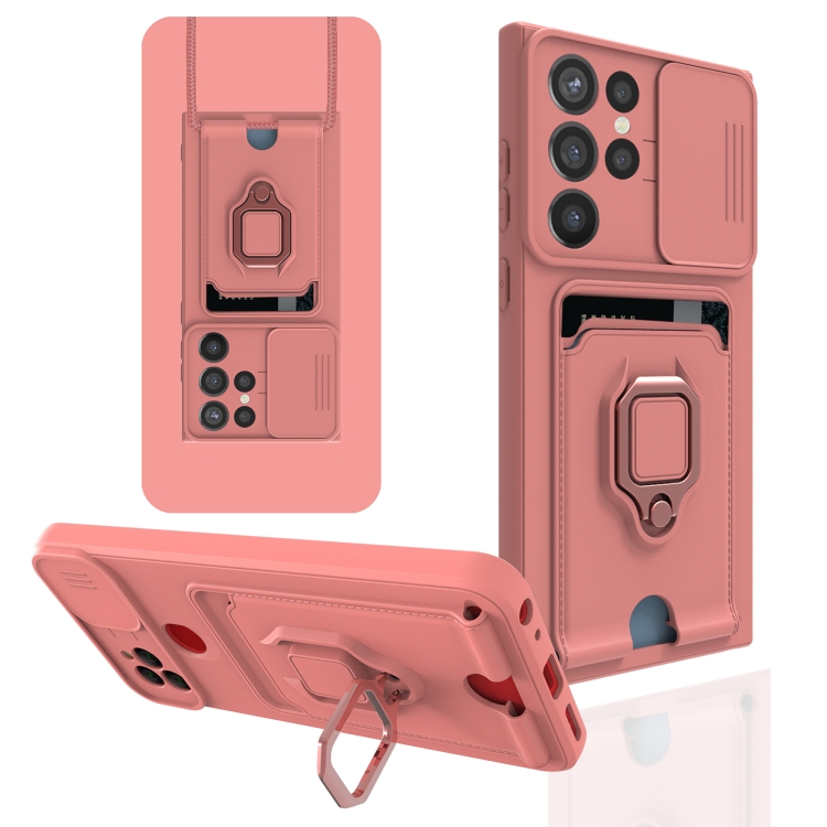 

For Samsung Galaxy S22 Ultra 5G Sliding Camera Cover Design TPU Phone Case(Pink)