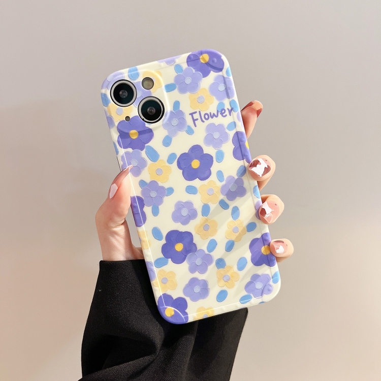 

Flowers Pattern Shockproof TPU Phone Case For iPhone 13(Purple Flower)