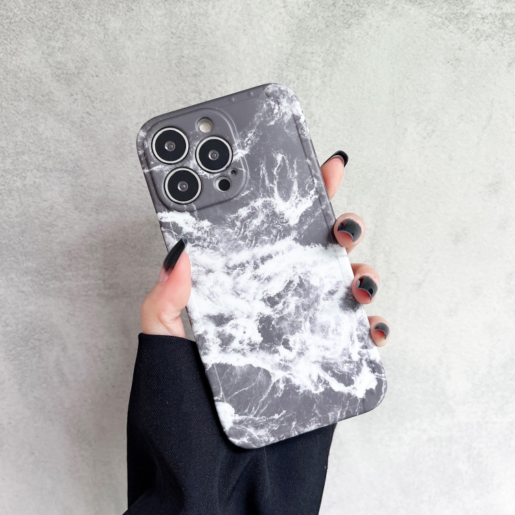 

Flowers Pattern Shockproof TPU Phone Case For iPhone 13 Pro(Grey Marble)