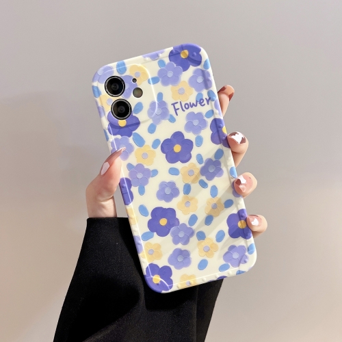 

Flowers Pattern Shockproof TPU Phone Case For iPhone 11(Purple Flower)