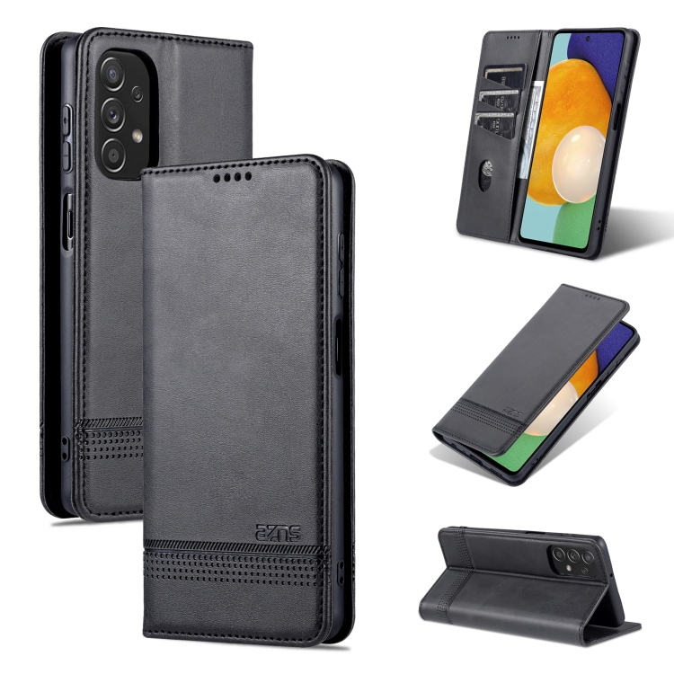

For Samsung Galaxy A23 5G AZNS Magnetic Calf Texture Leather Phone Case(Black)