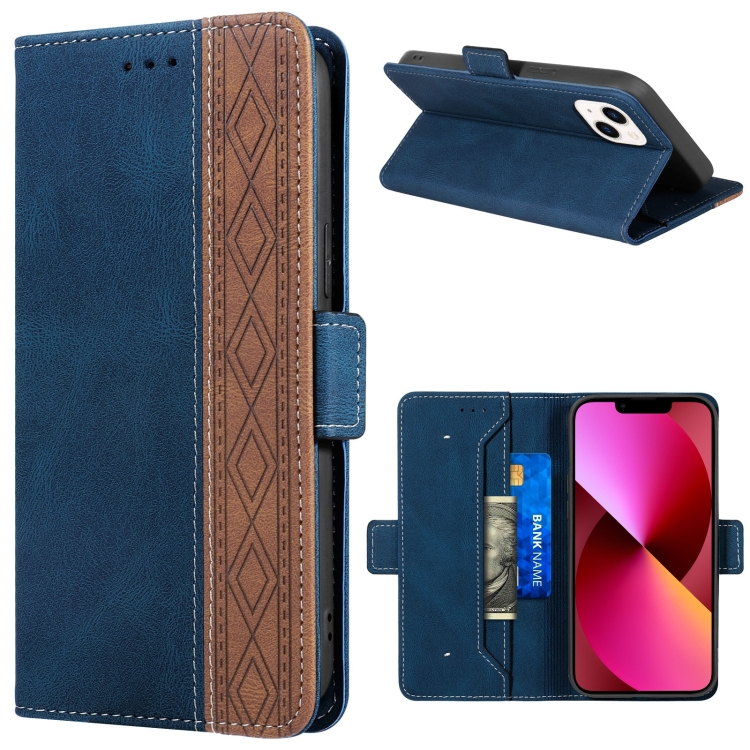 

Stitching Magnetic RFID Leather Case For iPhone 13(Royal Blue)