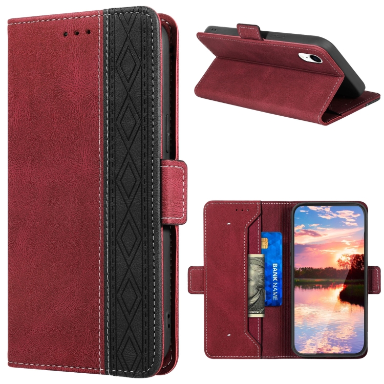 

Stitching Magnetic RFID Leather Case For iPhone XR(Red)