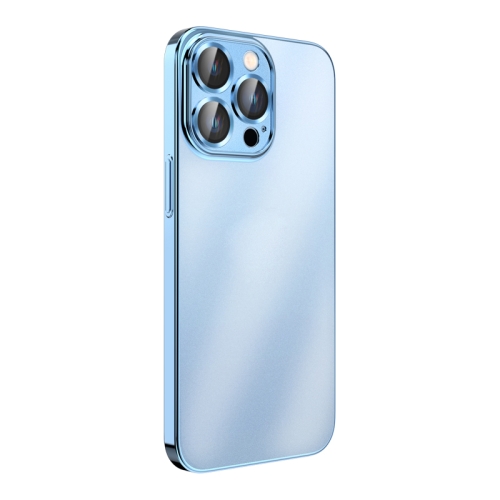 

Plating Frosted Hardware Shockproof Phone Case For iPhone 13(Blue)