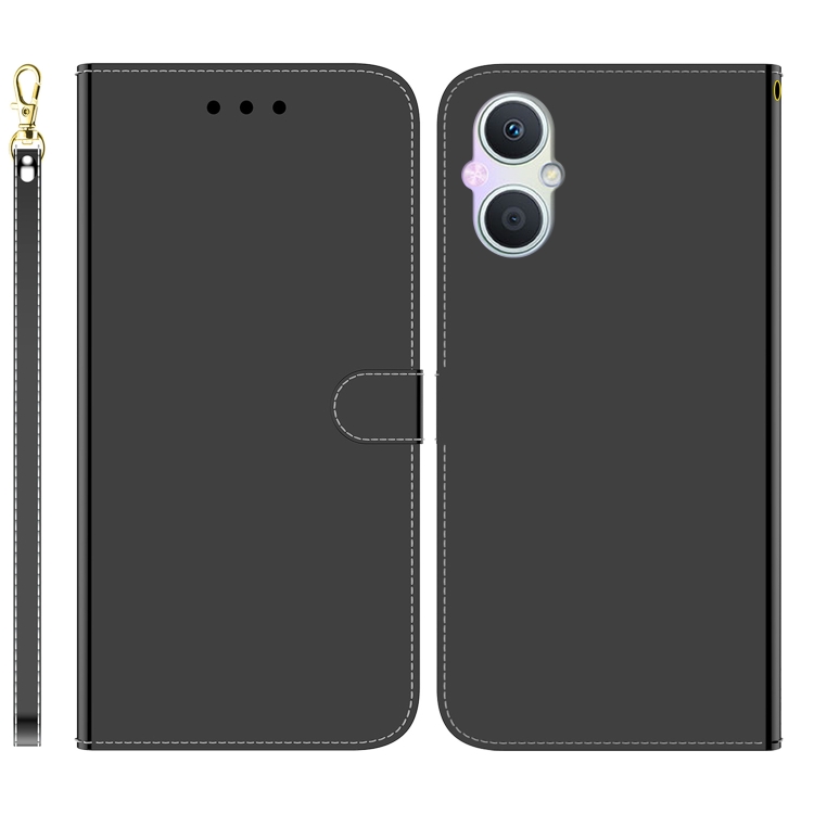 

For OPPO A96 5G / Reno7 Z 5G Imitated Mirror Surface Leather Phone Case(Black)