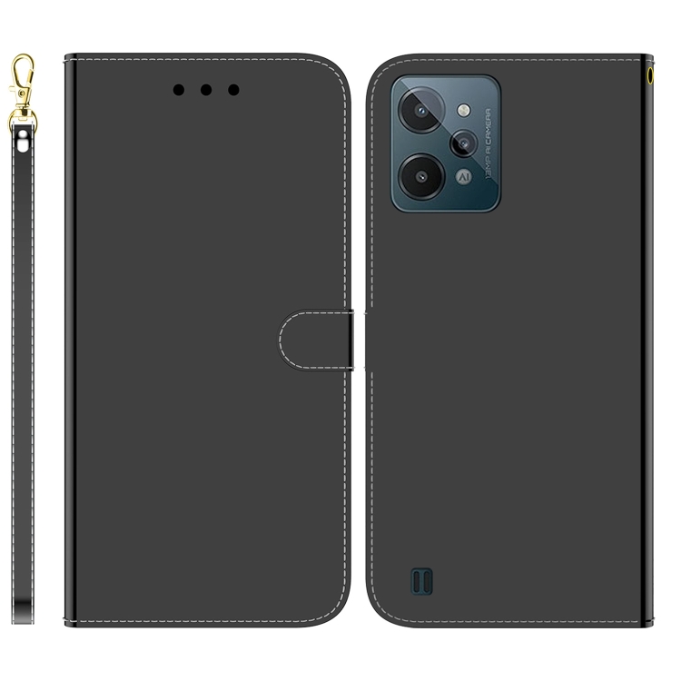 

For OPPO Realme C31 Imitated Mirror Surface Leather Phone Case(Black)