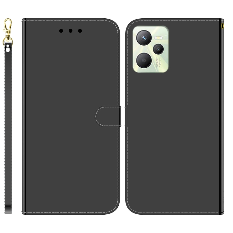 

For OPPO Realme C35 Imitated Mirror Surface Leather Phone Case(Black)