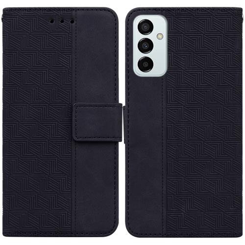 

For Samsung Galaxy M23 / F23 Geometric Embossed Leather Phone Case(Black)