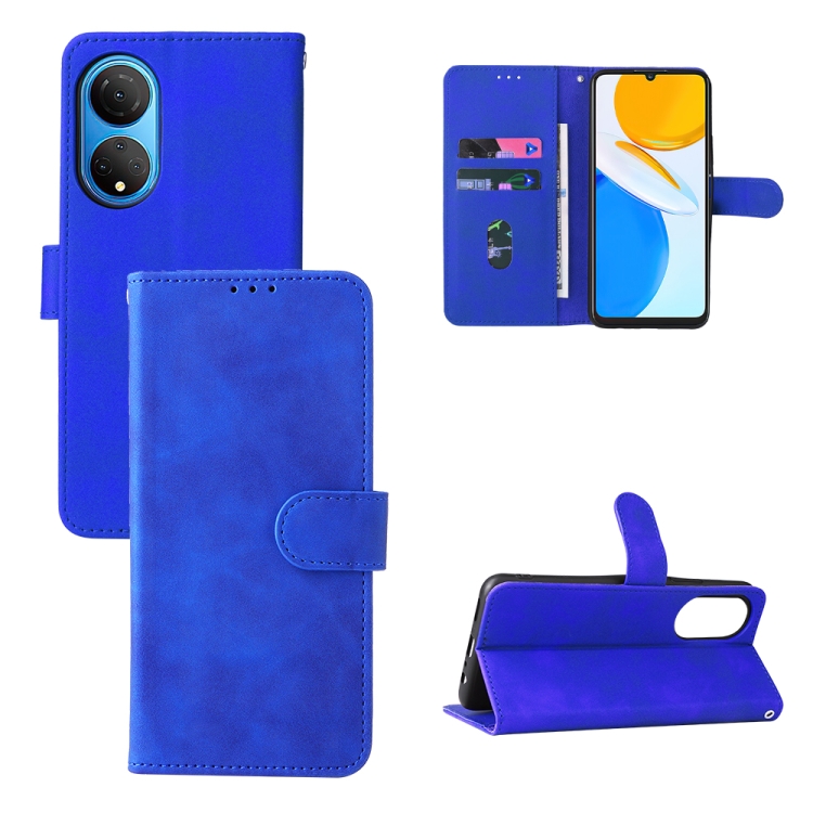 

For Honor X7 Skin Feel Magnetic Buckle Calf Texture PU Phone Case(Blue)