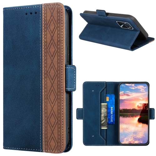 

For OPPO A16 Stitching Side-Magnetic RFID Leather Phone Case(Royal Blue)