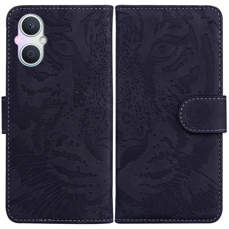 

For OPPO A96 5G / Reno7 Z 5G Tiger Embossing Pattern Leather Phone Case(Black)