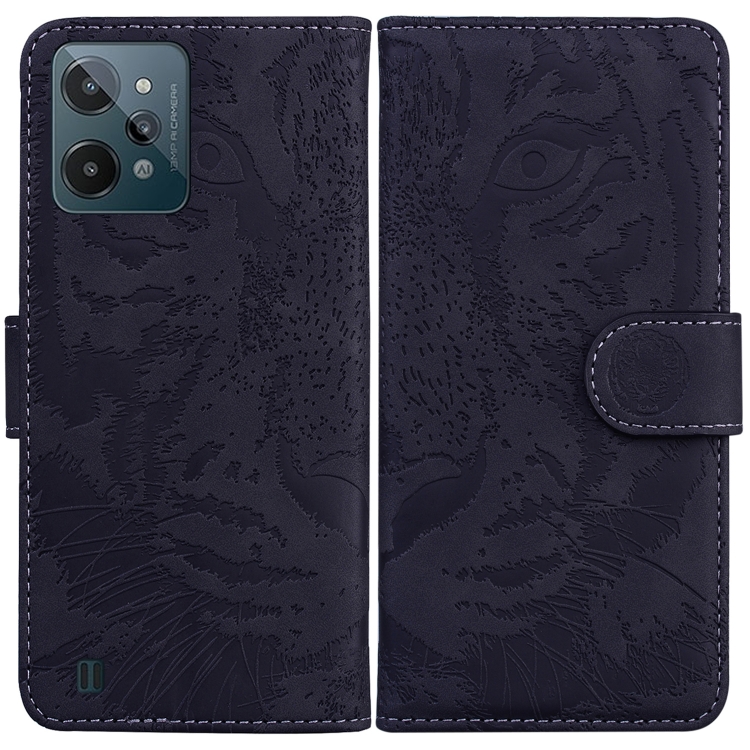 

For OPPO Realme C31 Tiger Embossing Pattern Leather Phone Case(Black)
