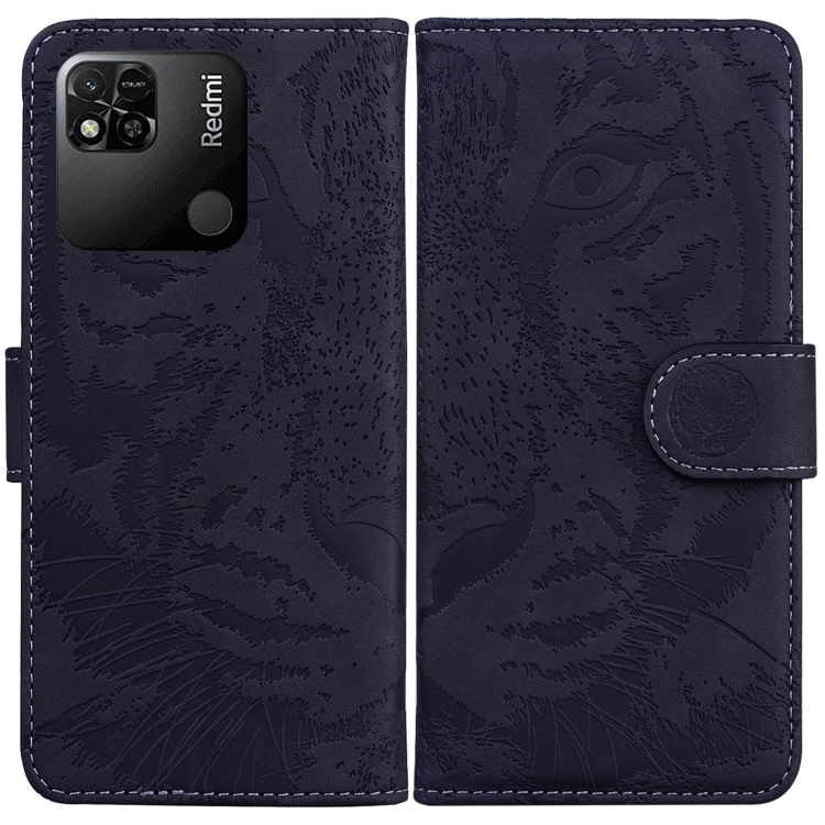 

For Xiaomi Redmi 10A Tiger Embossing Pattern Leather Phone Case(Black)