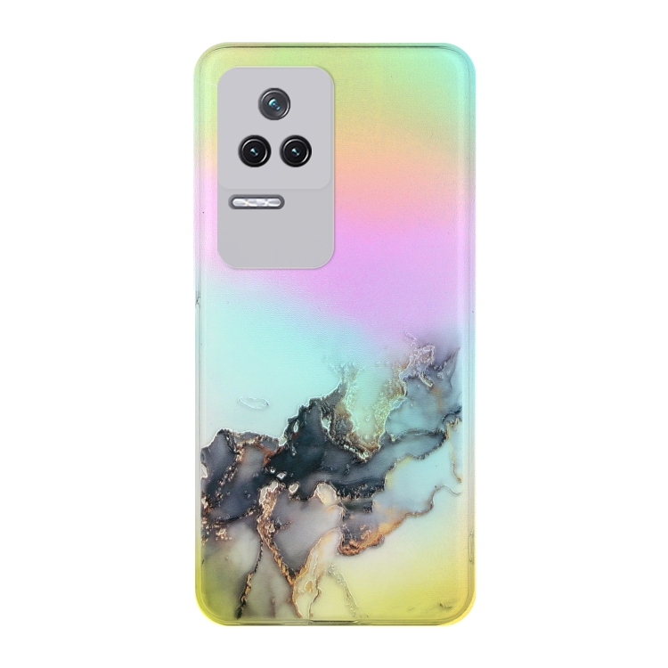 

For Xiaomi Redmi K50 Pro Laser Marble Pattern Clear TPU Phone Case(Black)
