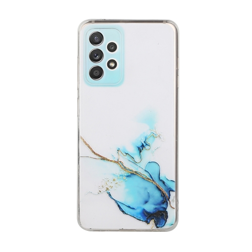 

For Samsung Galaxy A73 5G Hollow Marble Pattern TPU Precise Hole Phone Case(Blue)