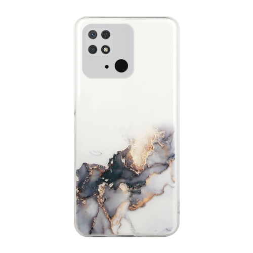 

For Xiaomi Redmi 10C Hollow Marble Pattern TPU Precise Hole Phone Case(Black)