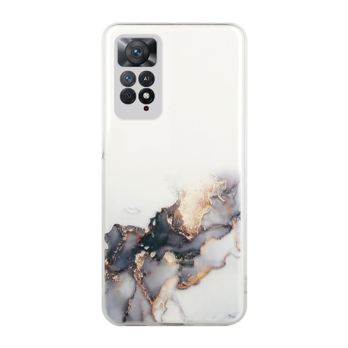 

For Xiaomi Redmi Note 11 Foreign Version Hollow Marble Pattern TPU Precise Hole Phone Case(Black)