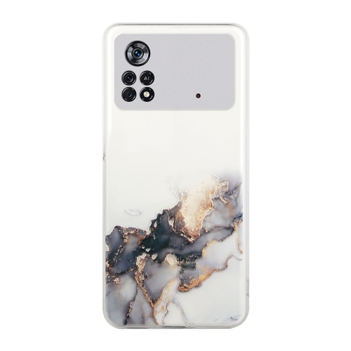 

For Xiaomi Poco M4 Pro Hollow Marble Pattern TPU Precise Hole Phone Case(Black)