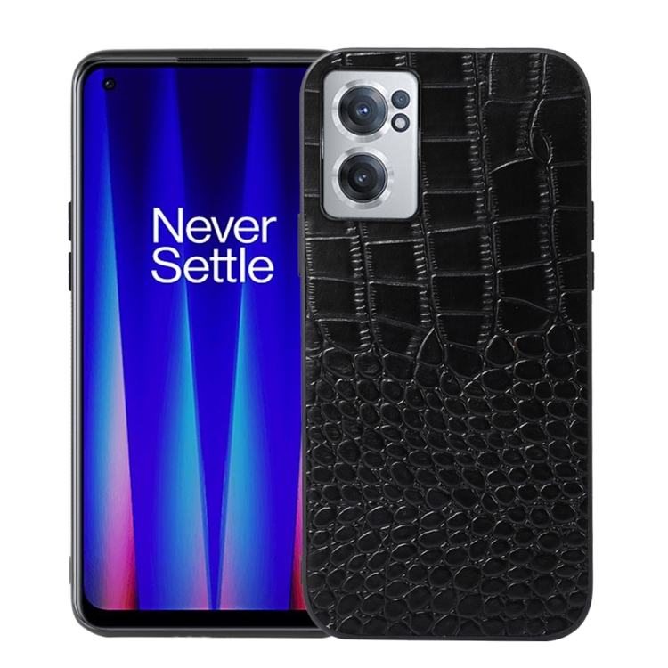 

For OnePlus Nord CE 2 5G Crocodile Top Layer Cowhide Leather Phone Case(Black)