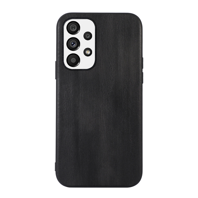 

For Samsung Galaxy A73 5G Yellow Cow Texture PU Phone Case(Black)