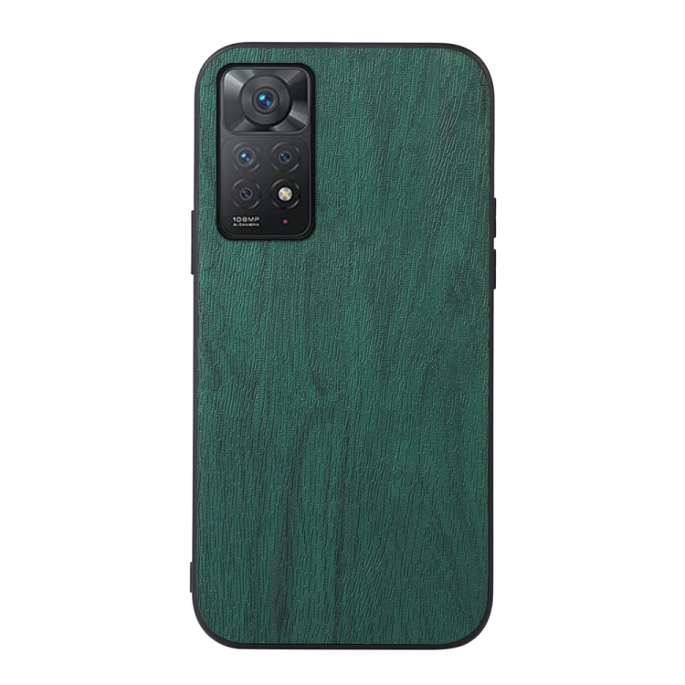Pour Xiaomi Redmi NOTE 11 PRO Global Wood Texture PU Coque Téléphone (Vert)