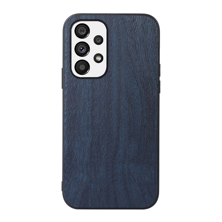 

For Samsung Galaxy A73 5G Wood Texture PU Phone Case(Blue)