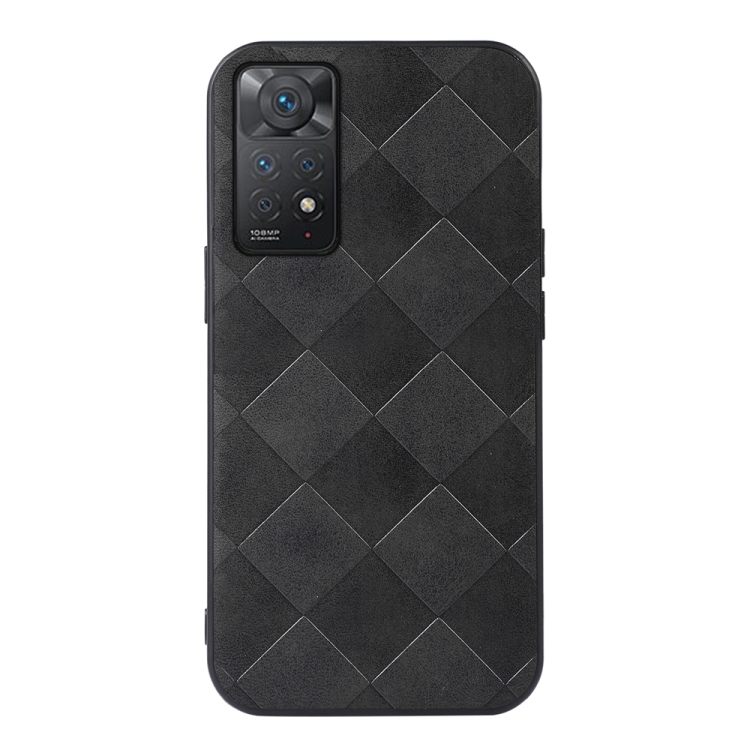 

For Xiaomi Redmi Note 11 Pro Global Weave Plaid PU Phone Case(Black)