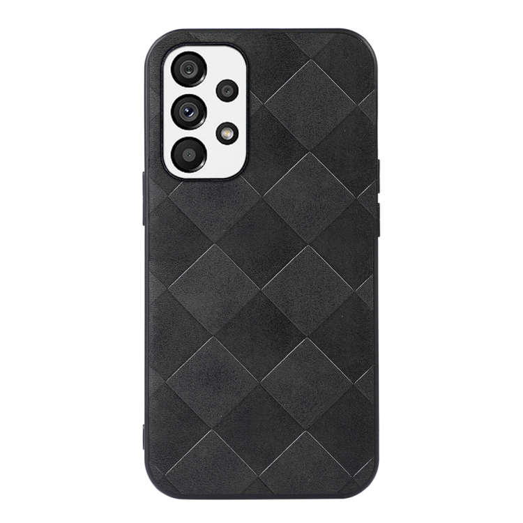 

For Samsung Galaxy A23 4G Weave Plaid PU Phone Case(Black)