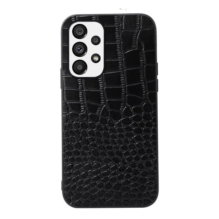 

For Samsung Galaxy A53 5G Crocodile Top Layer Cowhide Leather Case(Black)