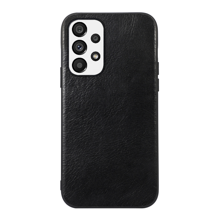 

For Samsung Galaxy A23 4G Genuine Leather Double Color Crazy Horse Texture Phone Case(Black)