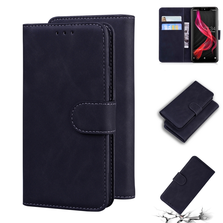 

For Sharp Aquos Zero Skin Feel Pure Color Leather Phone Case(Black)