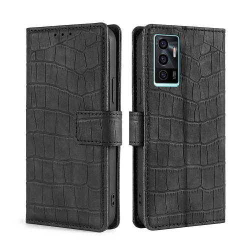 

For vivo V23e / S10e Skin Feel Crocodile Texture Magnetic Leather Phone Case(Black)