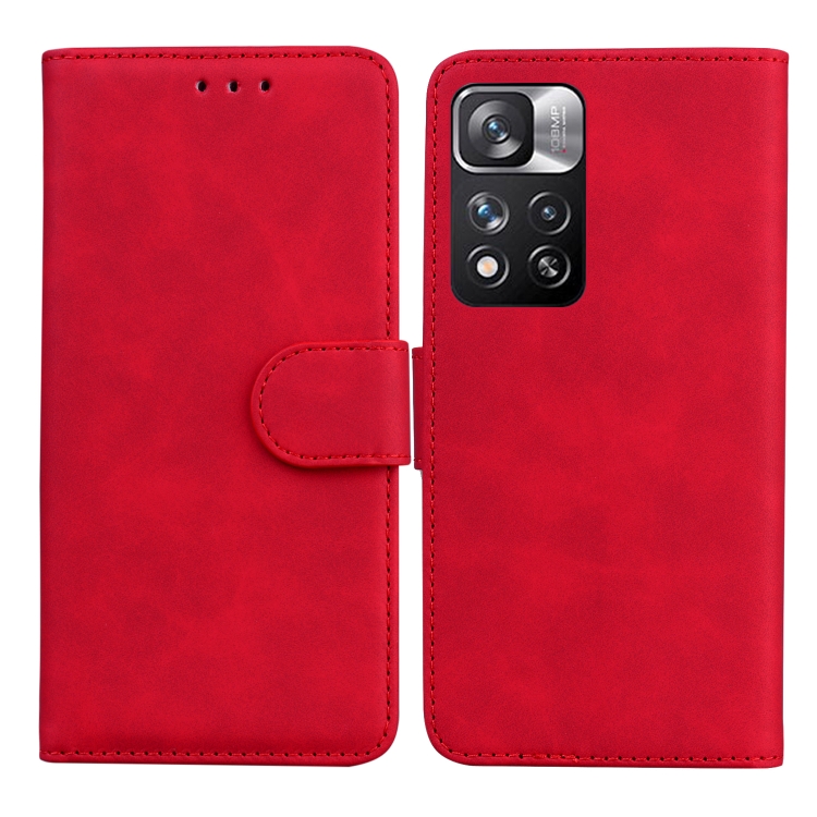 

For Xiaomi Redmi Note 11 Pro / Note 11 Pro+ 5G Skin Feel Pure Color Flip Leather Phone Case(Red)
