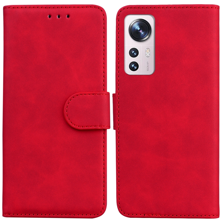 

For Xiaomi Mi 12 Pro Skin Feel Pure Color Flip Leather Phone Case(Red)