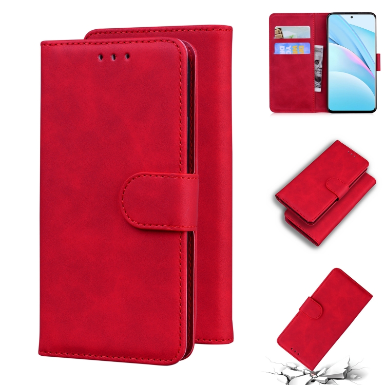 

For Xiaomi Mi 10T Lite 5G Skin Feel Pure Color Flip Leather Phone Case(Red)
