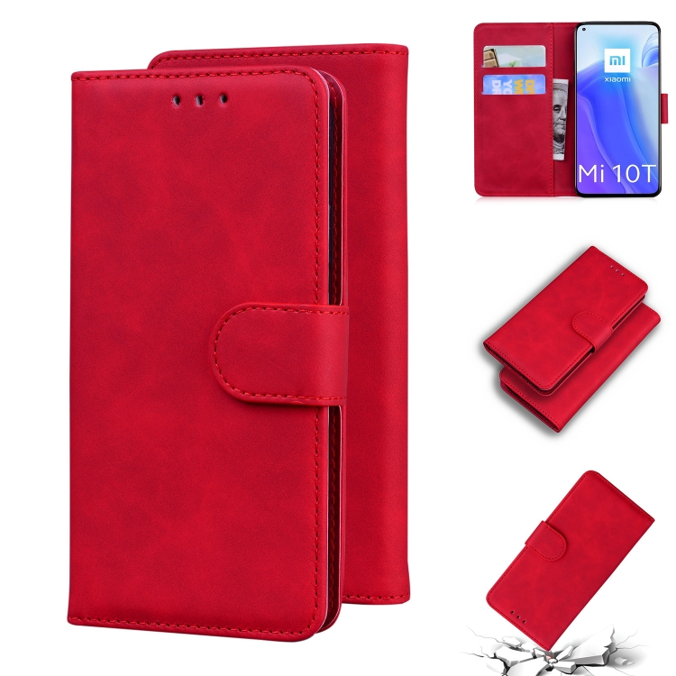 

For Xiaomi Mi 10T Pro 5G / 10T 5G Skin Feel Pure Color Flip Leather Phone Case(Red)