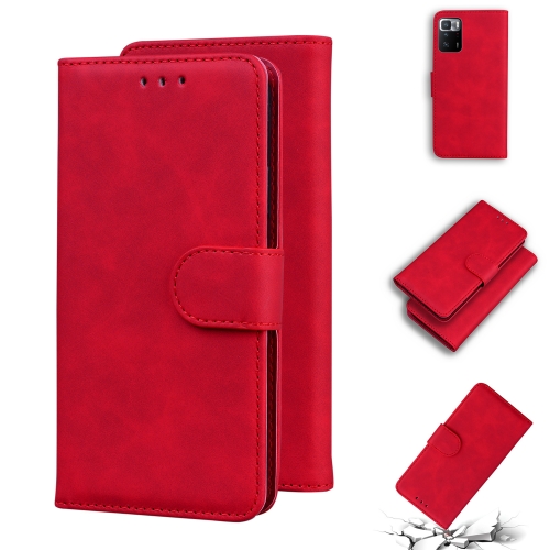 

For Xiaomi Redmi Note 10 Pro China / Poco X3 GT Skin Feel Pure Color Flip Leather Phone Case(Red)