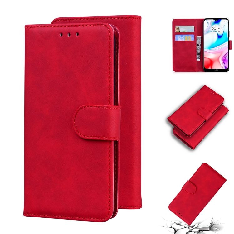 

For Xiaomi Redmi 8 Skin Feel Pure Color Flip Leather Phone Case(Red)