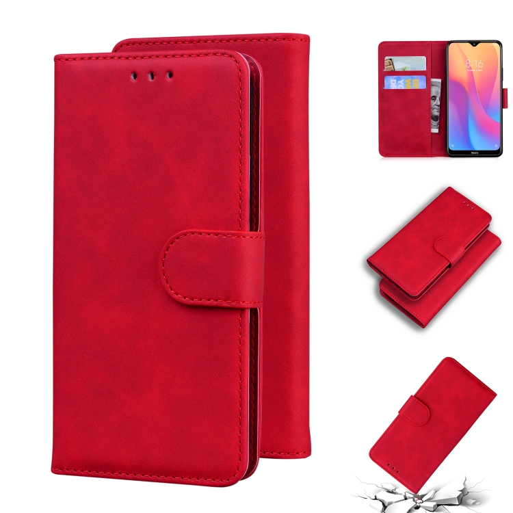 

For Xiaomi Redmi 8A Skin Feel Pure Color Flip Leather Phone Case(Red)