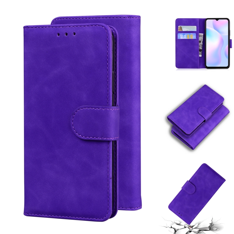 

For Xiaomi Redmi 9A Skin Feel Pure Color Flip Leather Phone Case(Purple)